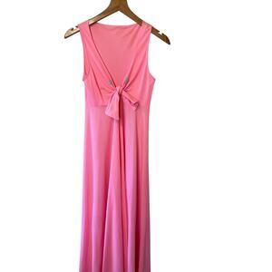 VTG Claire Sandra Lucie Ann Bright Pink Mid Century Modern Sleeveless Nightgown